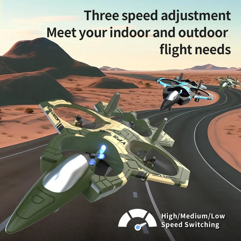 2025 New Fighter Quadcopter Drone Stunt Light RC Aircraft Four Channel Hovering Alta Altitude Rolling Special Effect