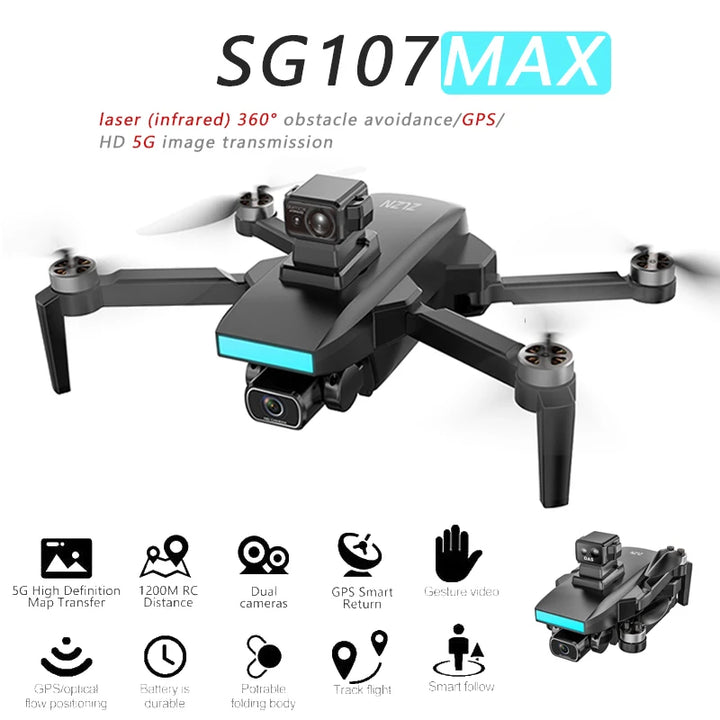 SG107MAX Drone Professional 4K Camera GPS 5G WIFI Obstacle Avoidance Brushless Motor Mini RC Drone