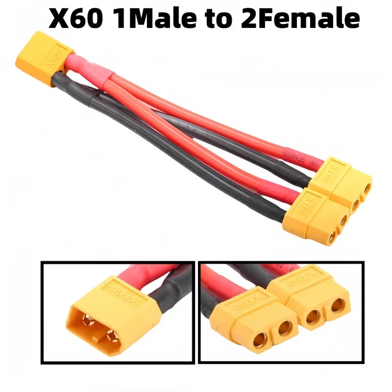 XT60 Battery Connector Y Splitter - 14AWG Parallel Cable 60A