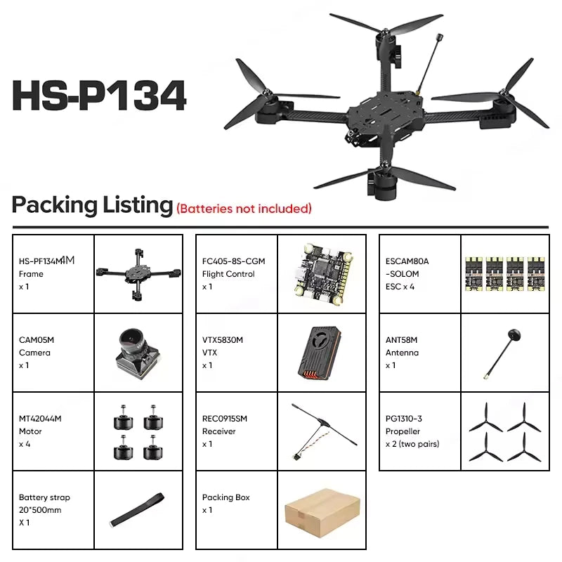 HS Airforce HS-P134M 11KG Heavy-Lift Long-Range FPV Drone 7KG Payload 130KMH ELRS 8S LiPo
