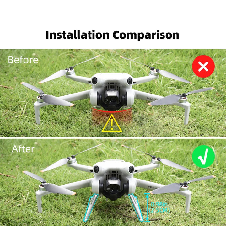 BRDRC Landing Gear for DJI Mini 4 Pro Drone Lightweight Foldable Extended Leg Protector Soft Fit for Mini 4 Pro Accessories