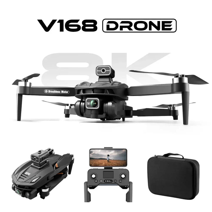 V168 MAX PRO Drone GPS 8K Professional With HD Camera 5G WIFI FPV Brushless RC Quadcopter Obstacle Avoidance Automatic Return