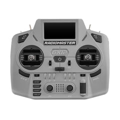 Gray RadioMaster GX12 Crush, front view with antennas folded