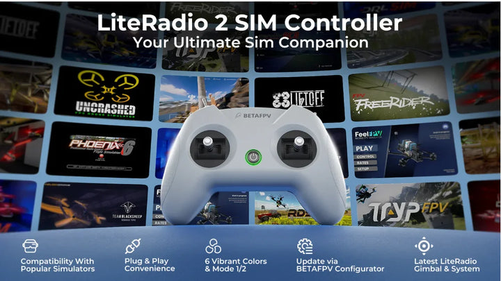2025 NEW BETAFPV LiteRadio 2 SIM Controller  Transmitter  Mode 2 (Left stick throttle)   JoyStick Mode  Xbox Mode Dongle Mode