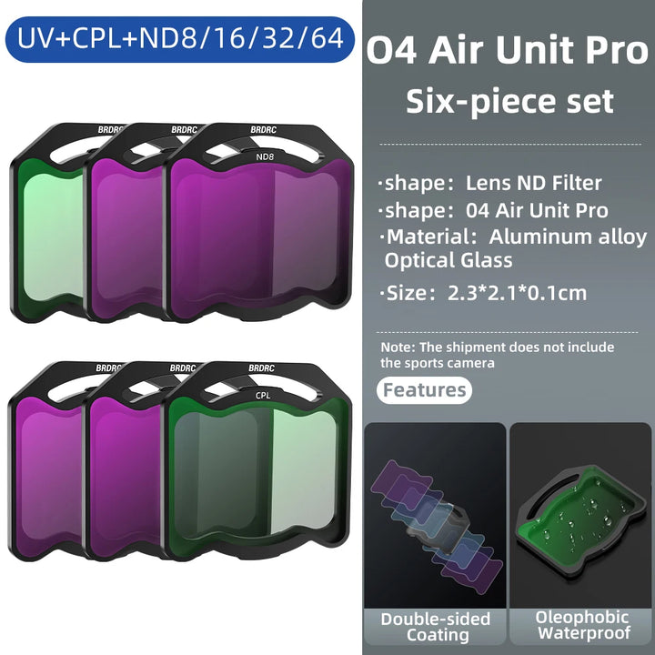 ND Lens Filter for DJI O4 Air Unit Pro Optical Glass Lenses Adjustable Filter Set ND8 ND16 ND32 ND64 UV CPL Accessories