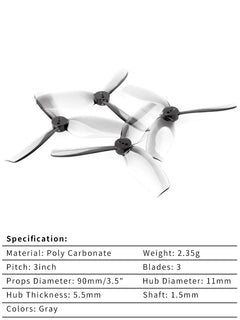 2/4/8/16 Pairs HQ HQProp DT90 Duct-T90MMX3 Propeller 90mm 3-Blade 1.5mm PC Prop For RC FPV Drone Cinelog35 CL35 ProTek35 3.5inch
