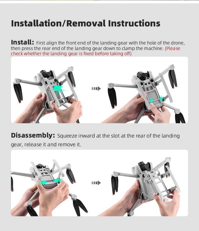 Foldable Landing Gear for DJI Mavic Mini 1/2/3/Air 2/2S/Pro Support Leg Height Extender Stand Mount Protector Drone Accessory