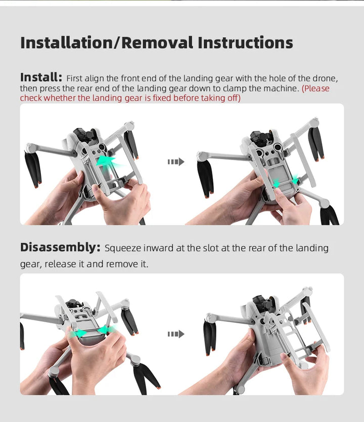 Foldable Landing Gear for DJI Mavic Mini 1/2/3/Air 2/2S/Pro Support Leg Height Extender Stand Mount Protector Drone Accessory