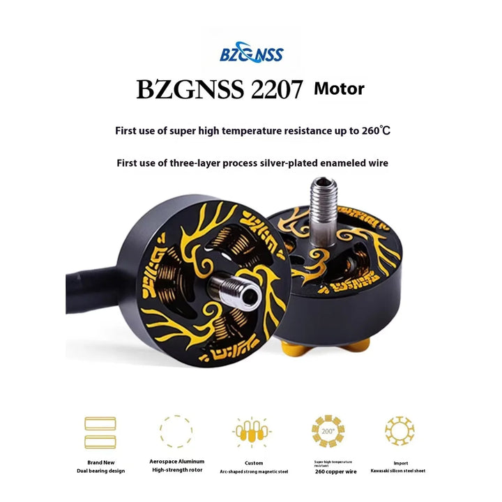 FlyWarp 2207 1960KV brushless Motor - 6S Turbo-Cooled for 5 inch FPV Racing Drones Smooth Freestyle Performance Phoenix pattern