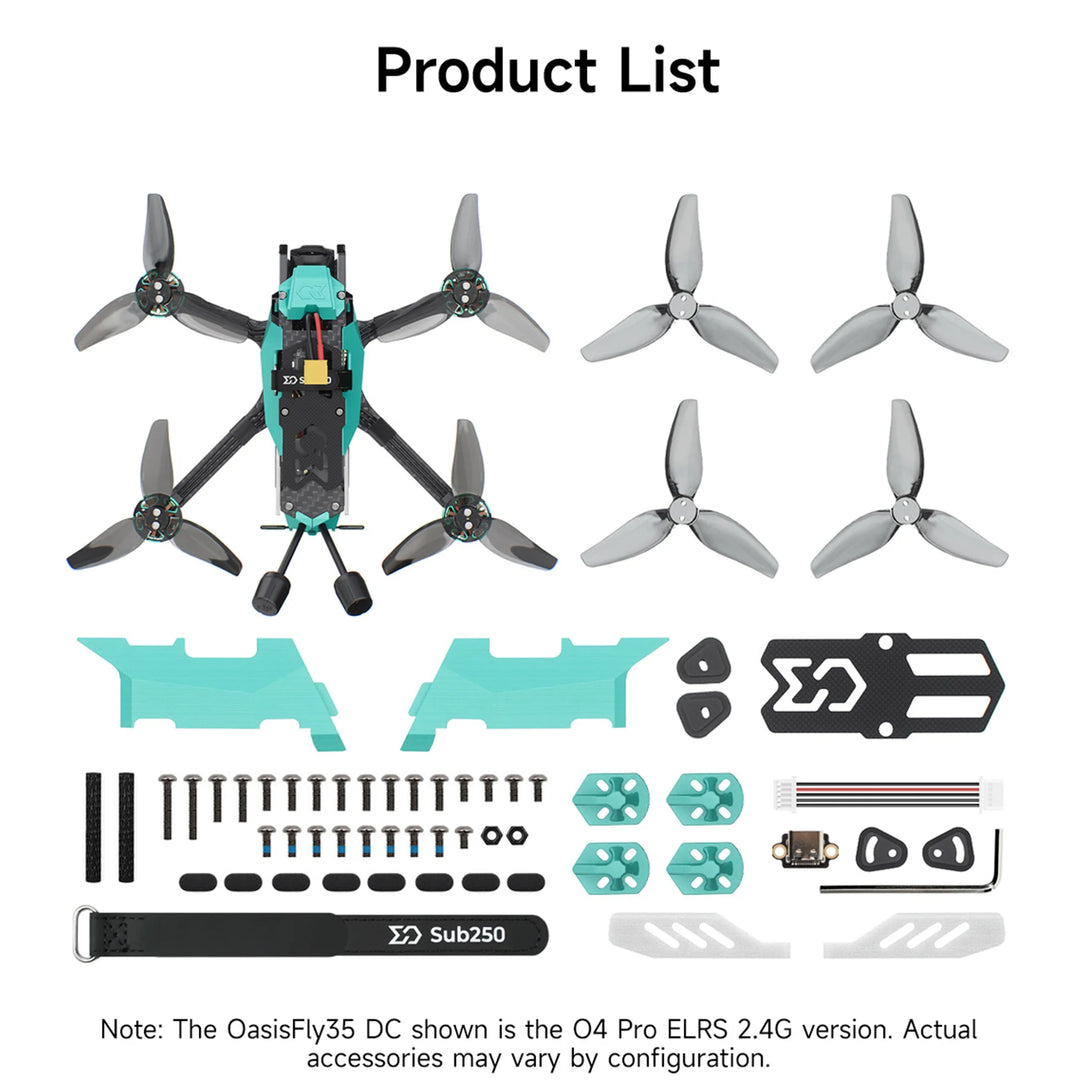 Sub250 OasisFly35 3.5" DC Cinewhoop GPS O4 Pro 4S 1804 RedFox 45A AIO