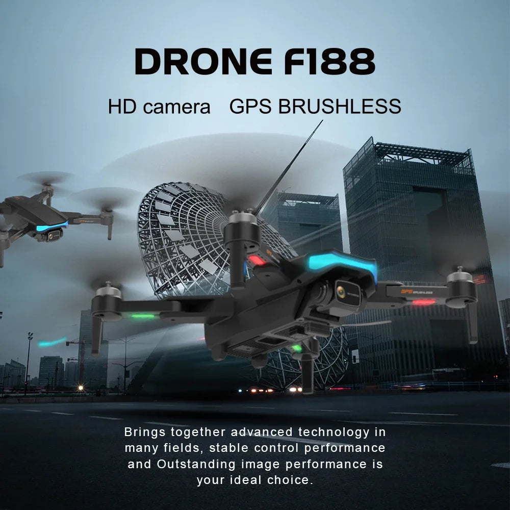 F188 Drone with 5G Wifi GPS Brushless Motor 6K HD Camera Long Flying Time Remote Control Quadcopter