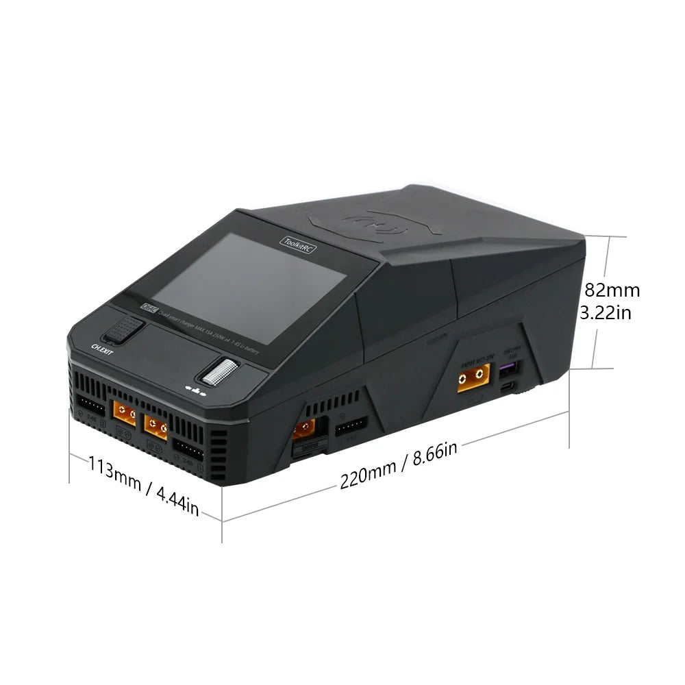ToolkitRC Q6AC 4-Channel LiPo Charger — AC 400W / DC 1000W, 65W USB-C, 15W Wireless