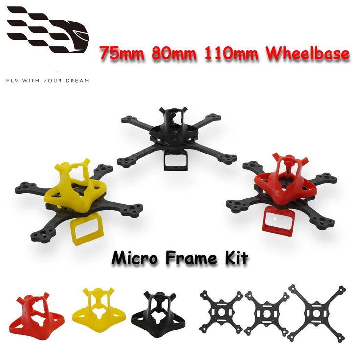 RC Micro Drone FPV Frame Kit 75mm 80mm 110mm Wheelbase For MINI RC FPV Freestyle Tiny Whoop Racing Drone Quadcopter DIY Parts