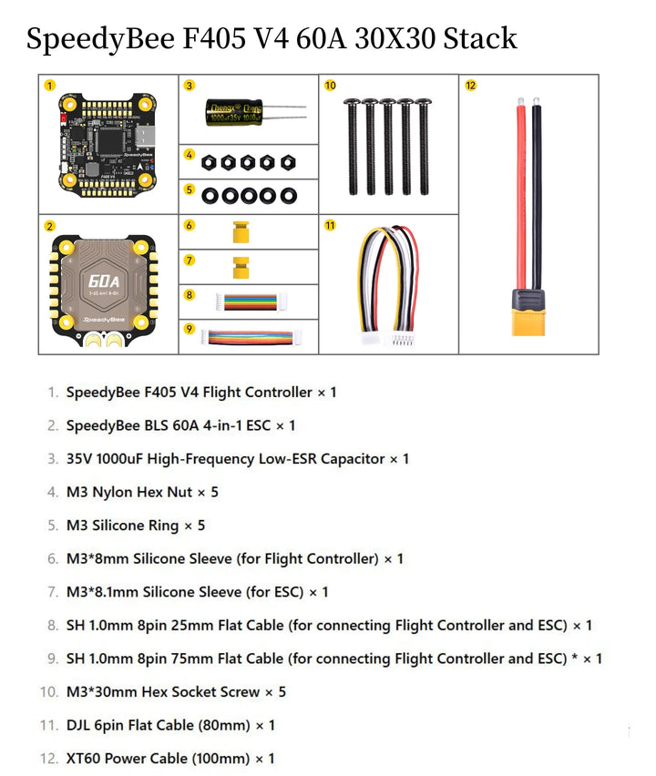 SpeedyBee F405 V4/V5 BLS 55A Flight Controller Stack - BMI270 30x30 4-in-1 ESC FPV Racing Drone