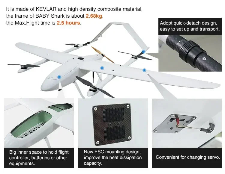 FOXTECH BABYSHARK260 VTOL Fixed Wing UAV for Long Range Inspection and Mapping