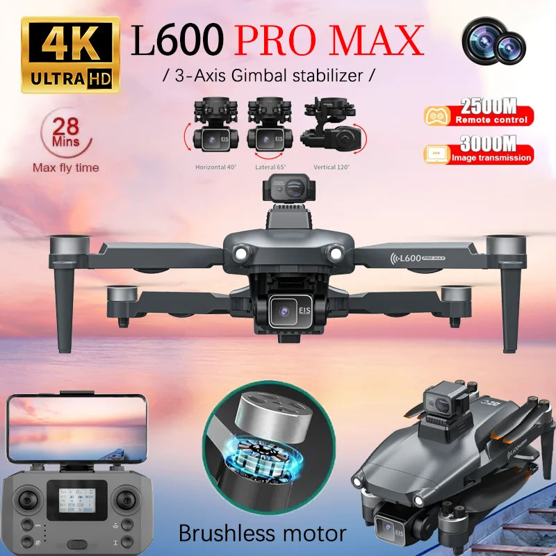 L600 Pro GPS Drone 3 Axis Gimbal 4K Profesional Aerial Photography Camera RC Quadcopter Laser Obstacle Avoidance Mini UAV Toys