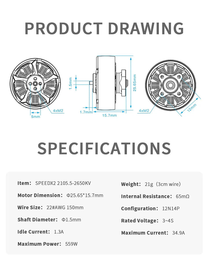 GEPRC SPEEDX2 2105.5 2650KV/3450KV Motor Suitable Cinelog35 Series Drone For DIY RC FPV Quadcopter Freestyle Drone Accessories