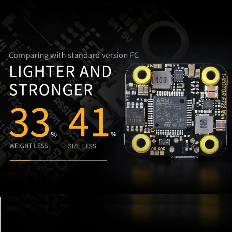 T-Motor Mini F7 Stack — F7 FC with BMI270 OSD + Mini F45A 3-6S BLHeli_32 4-in-1 ESC for FPV Drones