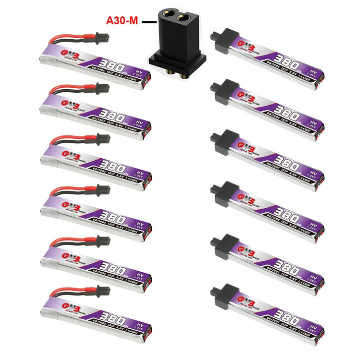 6PCS GAONENG 1S 380mAh 3.8V 60C GNB HV Lipo Battery A30 High Current Discharge Connector For FPV RC Tiny Whoop Drone DIY BT2.0