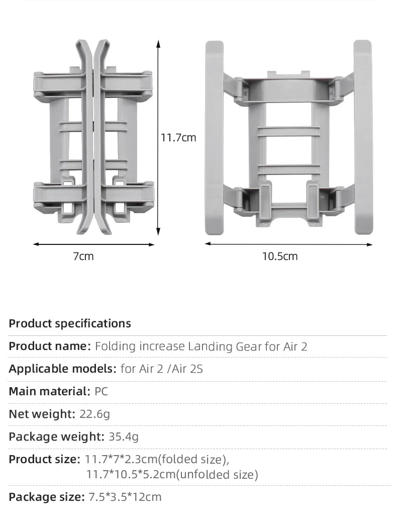 Landing Gear for DJI Mavic Air 2/AIR 2S Drone Foldable Extended Leg  Support Feet Protector for DJI Air 2/AIR 2S Accessory