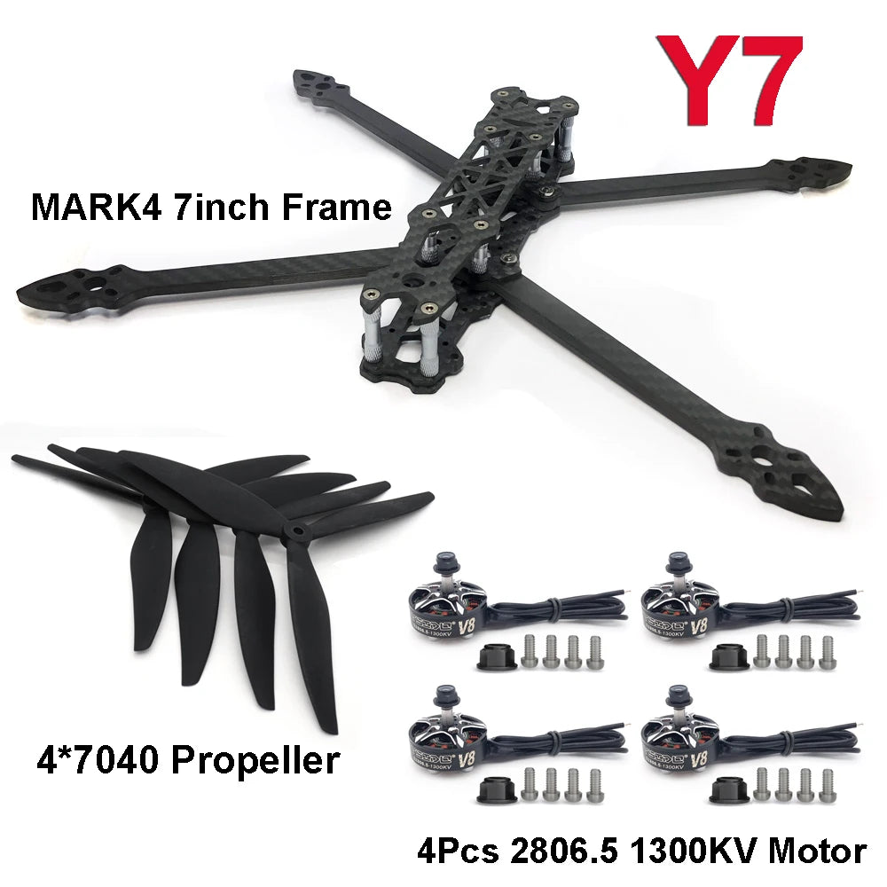 Mark4 7" 295mm FPV Long Range Kit — F405 FC, 60A ESC, 2806.5 1300KV, 7040 Props, 2.5W VTX