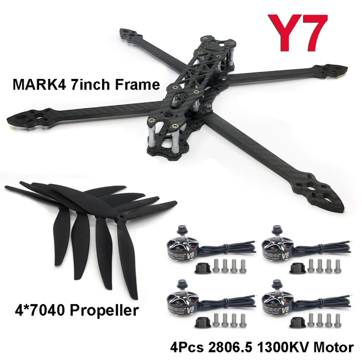 Mark4 7" 295mm FPV Long Range Kit — F405 FC, 60A ESC, 2806.5 1300KV, 7040 Props, 2.5W VTX