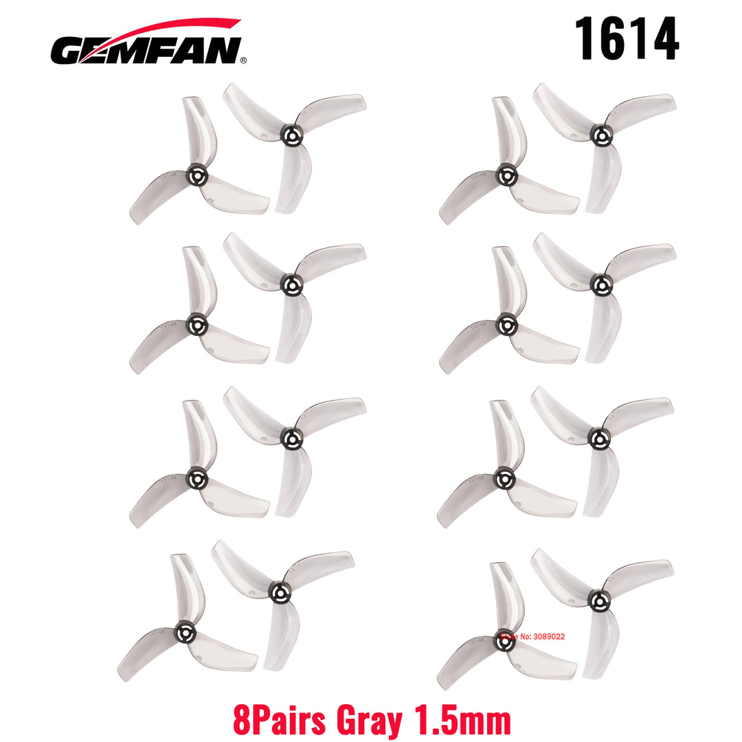 Gemfan 1614-3 40mm 3-Blade Micro Whoop Props 8 Pairs 1mm/1.5mm for 0802 Motors