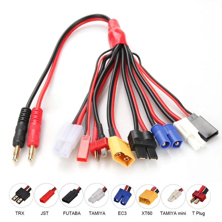 RC Charger Adapter Connector 8 In 1 Charger 4.0mm Banana XT60 TRX Tamiya Lipo for RC Car Drone Imax B6 B6AC Battery Cable