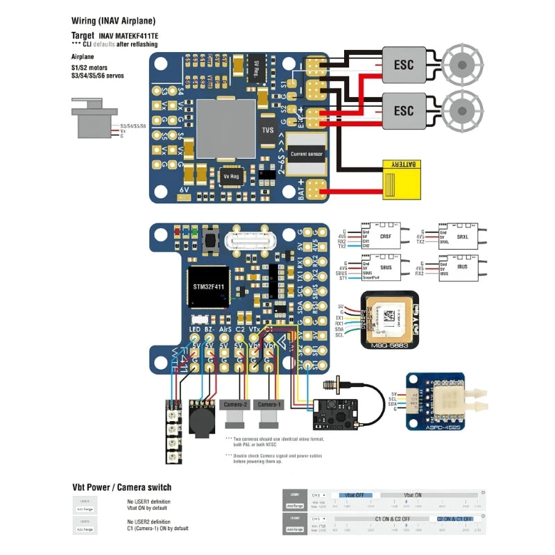 Matek F411-WTE Flight Controller with OSD Quadcopter Flight Control Board for FPVs Traversing Machine Drones P9JD