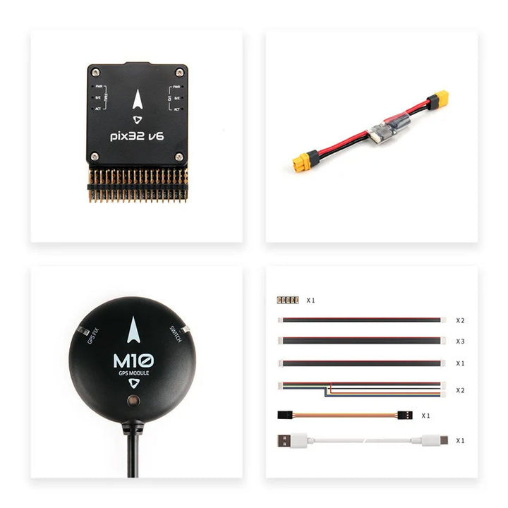 Holybro Pixhawk 6 (PIX32 V6) Flight Controller — FMU v6, PX4 & ArduPilot, Standard & Mini Baseboard, PM02, M9N/M10 GPS Bundles
