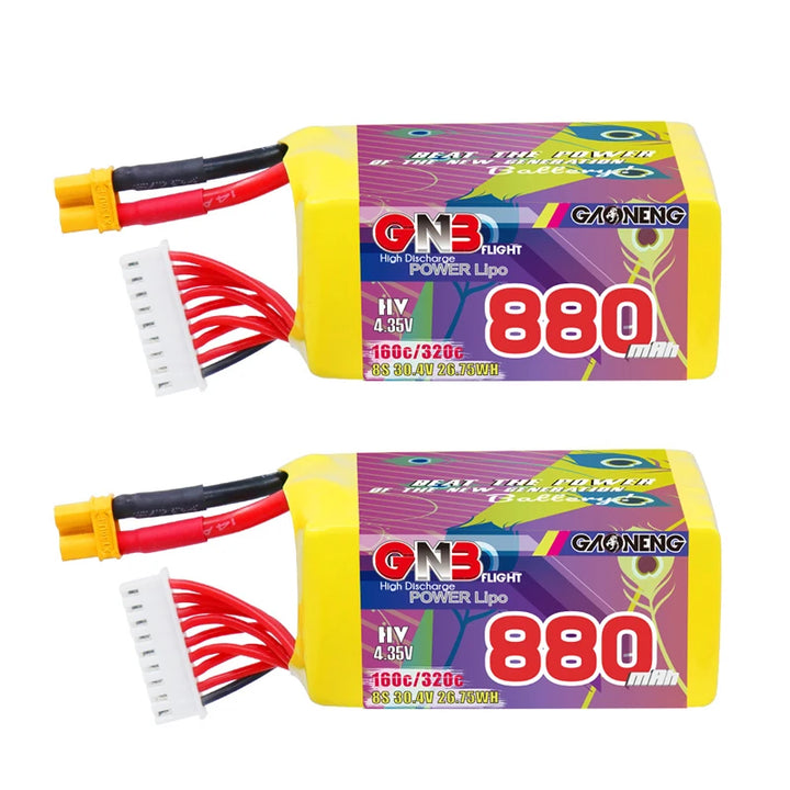 GNB 2S/3S/4S/6S/8S 160C LiPo Battery 2-Pack - 650/880/1100/1300/1400/1530/1630mAh XT60 FPV Racing Drone