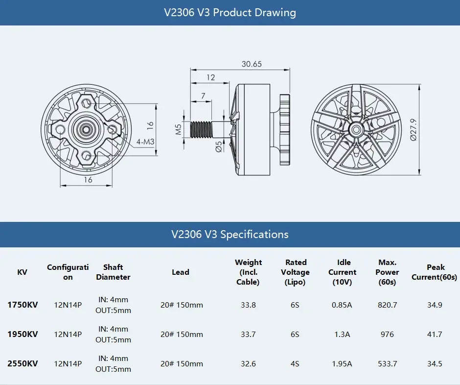 T-MOTOR VELOX V3 V2207 V2306 1750KV 1950KV 2050KV 6S 2550KV 4S Brushless Motor for FPV Freestyle Drones DIY Parts