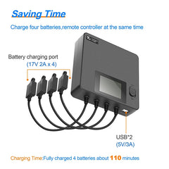 For DJI Air 3 Drone Battery Digital Display Charger 6 In 1 Charging Hub Fast Smart Charger With USB Adapter Port Accessories - Thedroneflight