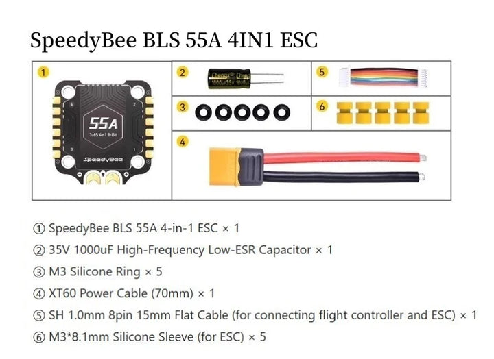 SpeedyBee F405 V4/V5 BLS 55A Flight Controller Stack - BMI270 30x30 4-in-1 ESC FPV Racing Drone