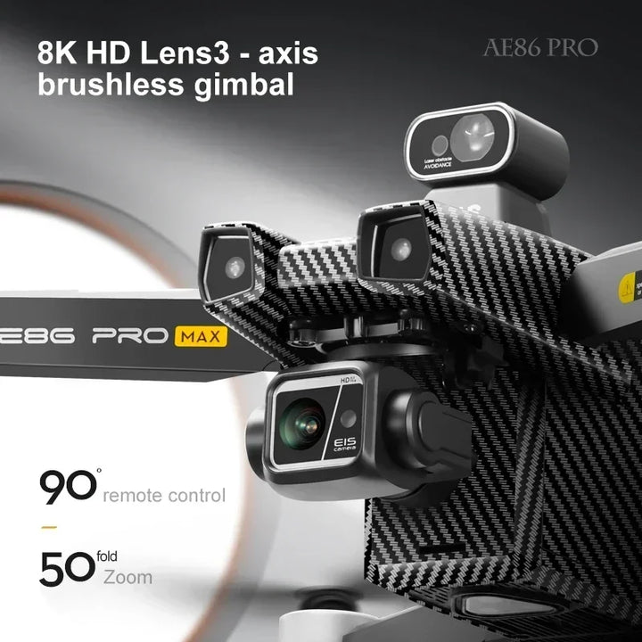 AE86 PRO Max Profesional Drone with 8K HD Camera 3-axis gimbal Aerial Photography Obstacle Avoidance FPV GPS Dron RC Quadcopter