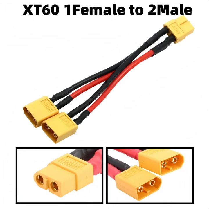 XT60 Battery Connector Y Splitter - 14AWG Parallel Cable 60A