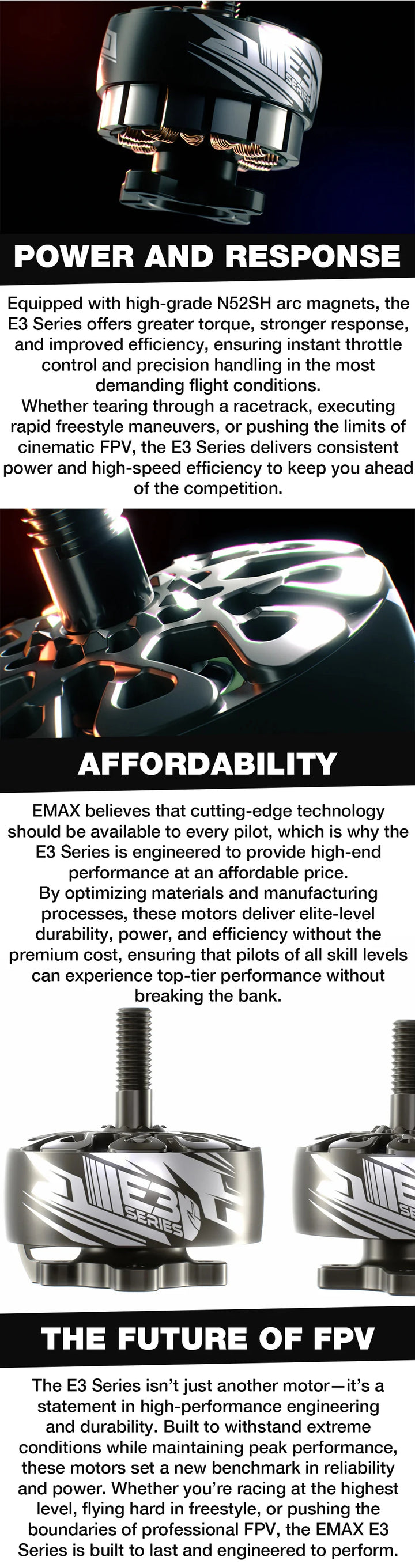 4pcs/lot Newest Emax ECOIII E3 2207 2306 2807 2808 Brushless Motor Compatible With 5inch 7inch FPV Drone