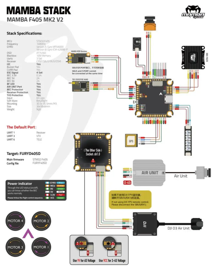 Diatone MAMBA F405MK2 F405 MK2 Betaflight Flight Controller w/ F40 40A F50A 50A 3-6S DSHOT600 ESC for FPV Racing Drone RC Models