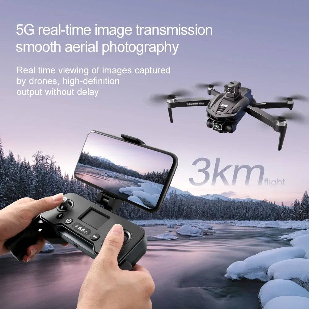 For XIAOMI V168 GPS Drone 8K Professional HD Dual Camera 5G Wifi 360° Obstacle Avoidance Brushless Foldable Quadcopter RC Toy