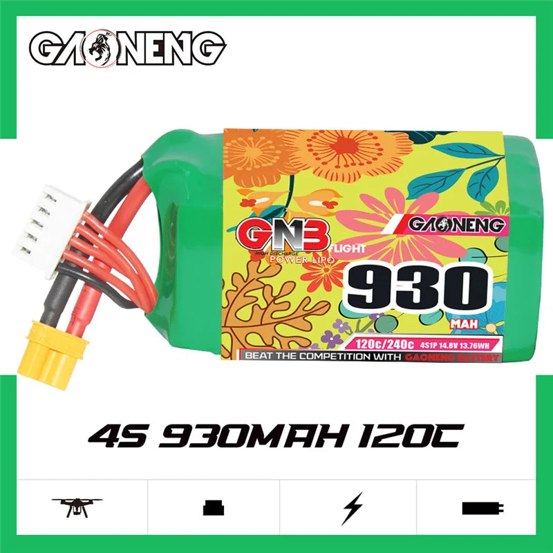 Gaoneng GNB 930mAh 120C/240C LiPo Battery XT30 — 2S / 3S / 4S / 6S for FPV Racing Drones