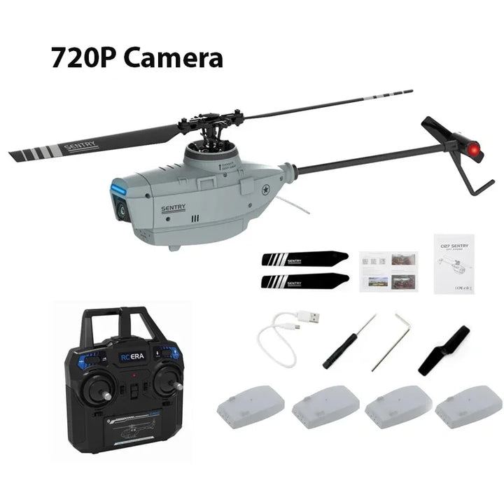 C127 2.4G RC Helicopter Professional 720P Camera 6 Axis Gyro WIFI Sentry Spy RC Drone Wide Angle Camera Single Paddle RC Toy