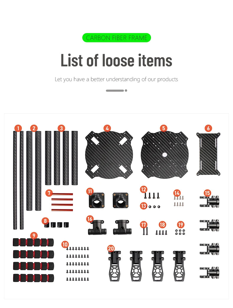 X400 Rework Kit X400 X450 X500 X550 Carbon Fiber Quadcopter Frame Kit, 4-Axis FPV Trai ...