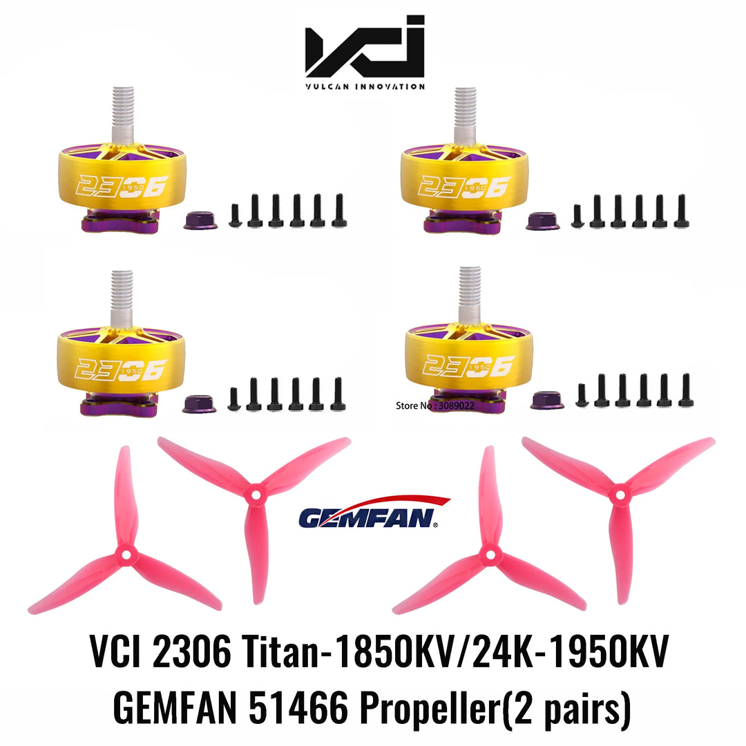 VCI HOBBY 2306 FPV Brushless Motor - 1850KV/1950KV 6S with GemFan Propeller