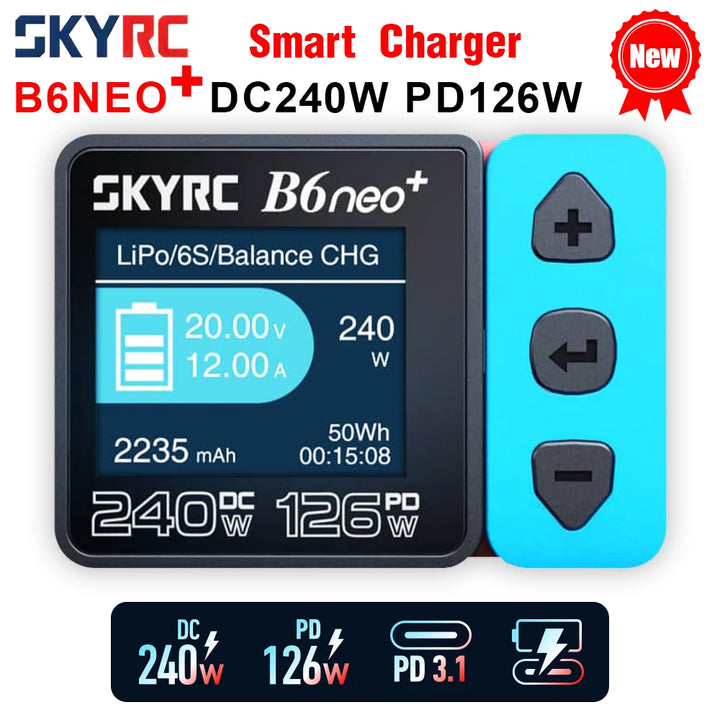 SKYRC B6neo+ Smart Balance Charger DC 240W / PD 126W — 1-6S LiPo LiHV NiMH Multi-Chemistry