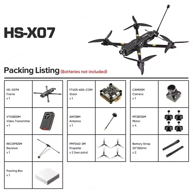 SL Airforce SL-X07M 7" Long-Range FPV Drone — 2807 Motors, 60A ESC, ELRS 915MHz, 5.8G 3W VTX, T300 Carbon Fiber
