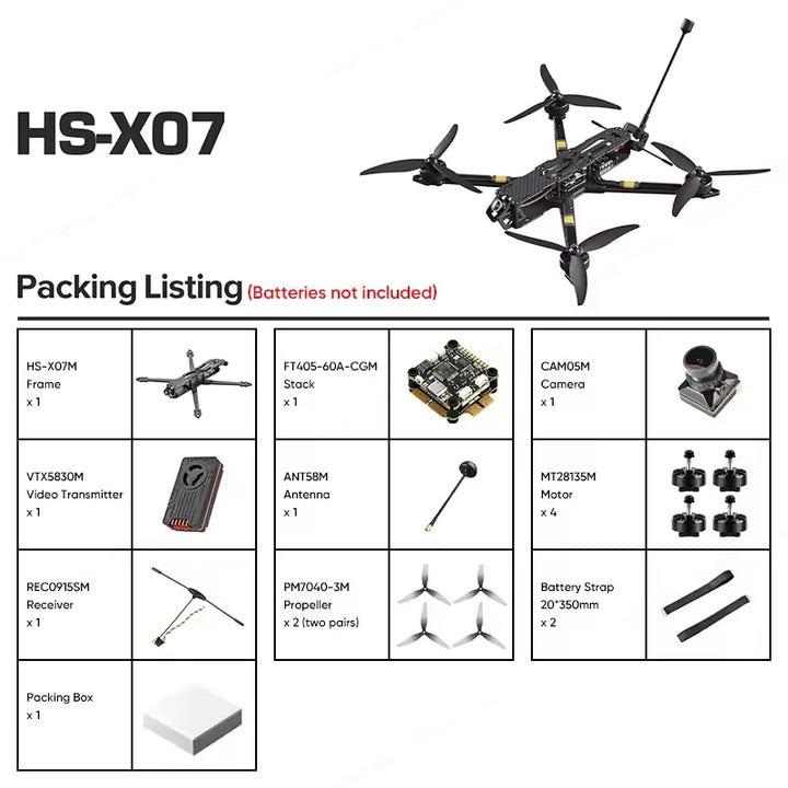 SL Airforce SL-X07M 7" Long-Range FPV Drone — 2807 Motors, 60A ESC, ELRS 915MHz, 5.8G 3W VTX, T300 Carbon Fiber