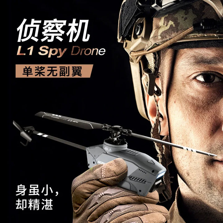 New Cool L1 Rc Helicopter 2.4g 4ch 6-axis Gyroscope Single Paddle Helicopter Aerial 8k Dual Mini Camera Hornet Spy Drone Toys