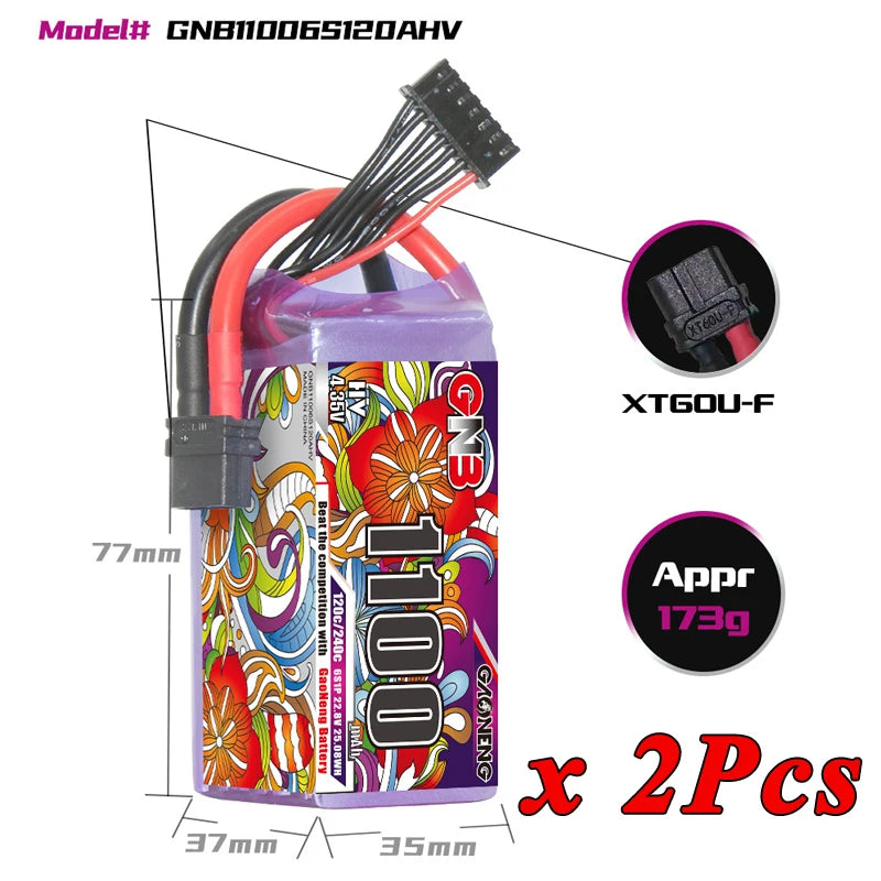 GNB 4S/6S LiPo Battery 120C - 1100/1300/1500/1850mAh XT60 FPV Racing Drone Helicopter