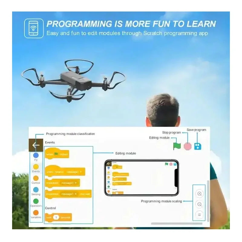 G149 Educational Programming/Infrared Obstacle Avoidance Drone VS Tello EDU Drone + 720P Camera & Scratch Programming Language