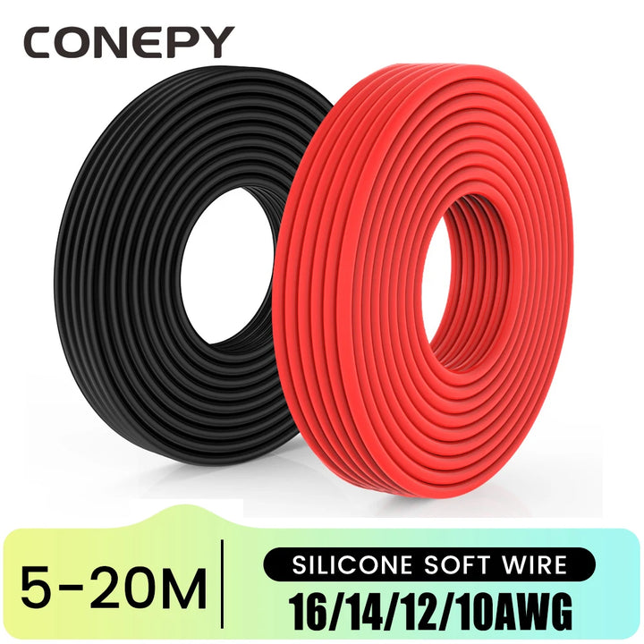 CONEPY Electrical Wire Super Soft Flexible Silicone Cable 10 12 14 16AWG Tinned Copper Wire For RC/Drones/Battery/LED/Marine